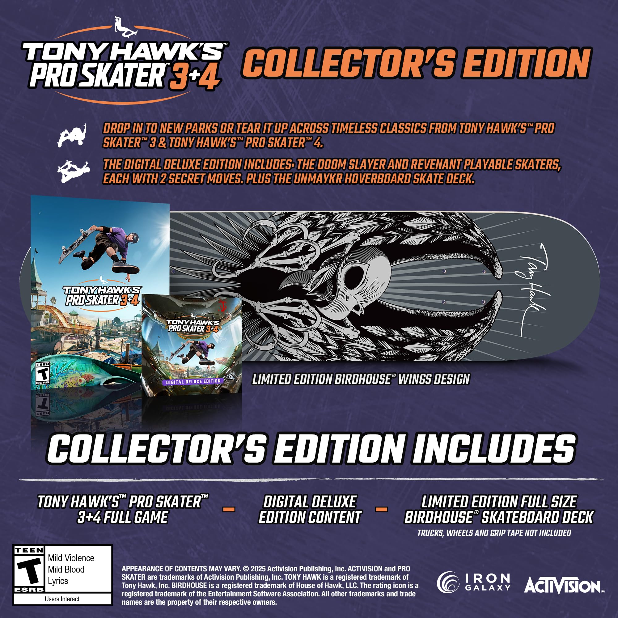 Craques Tony Hawk 3 and 4 Remastered Playstation 5 Collector’s Edition craques