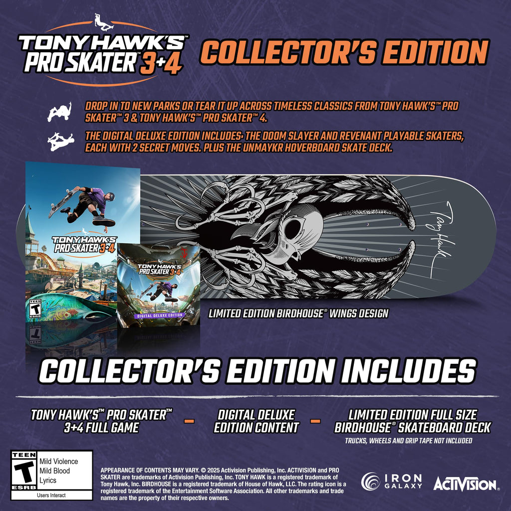 Craques Tony Hawk 3 and 4 Remastered Playstation 5 Collector’s Edition craques