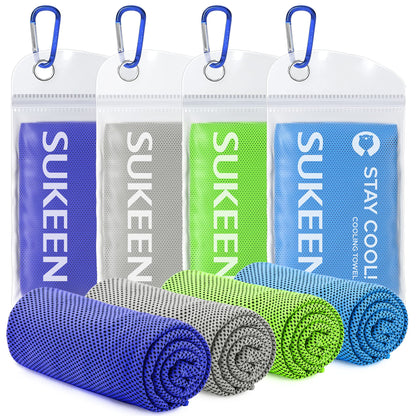 Sukeen [4 Pack] Cooling Towel (40"x12"), Ice Towel, Soft Breathable Chilly Towel