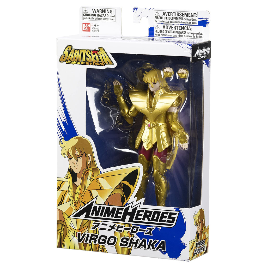 Saint Seiya Virgo Shaka anime hero action figure in gold armor packaging
