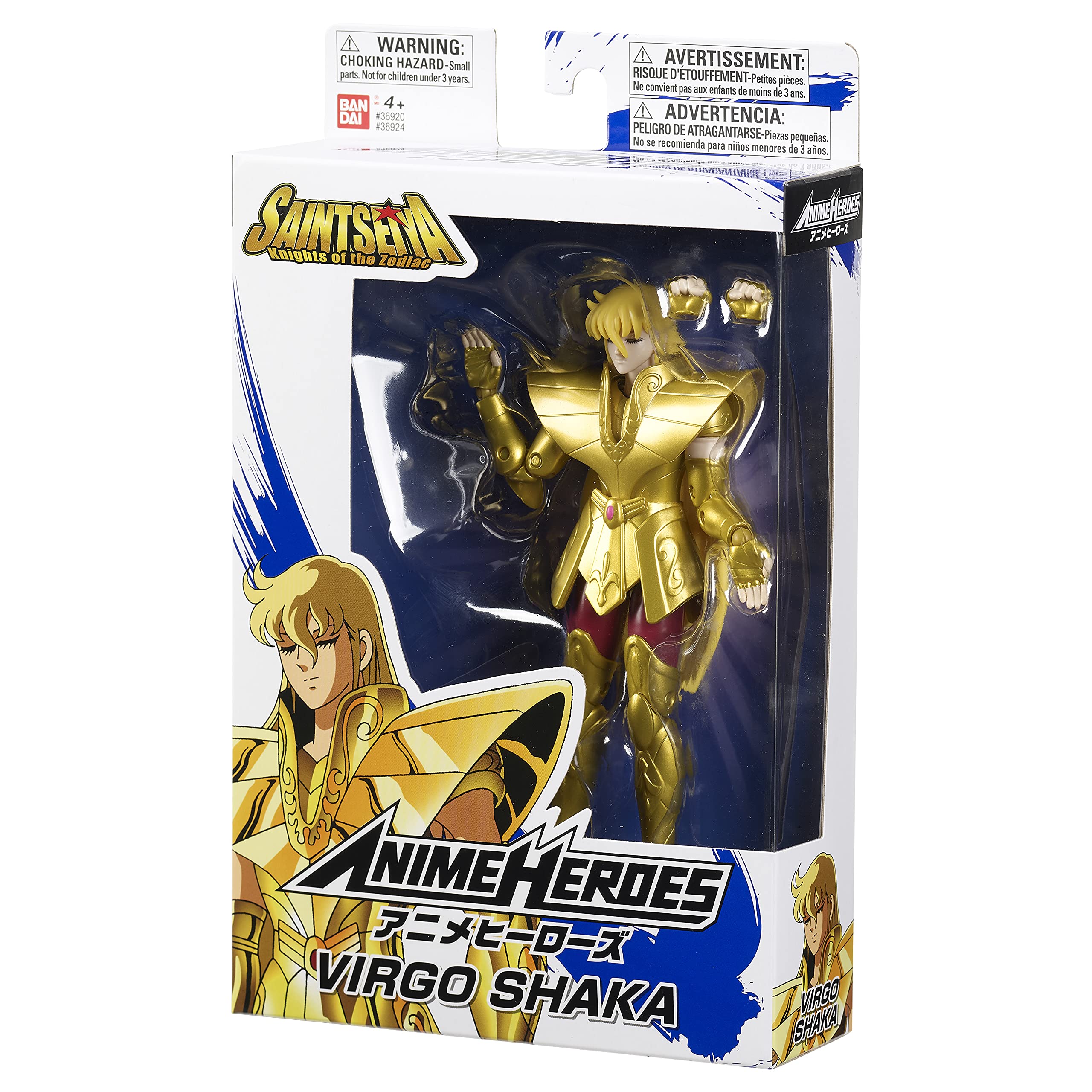 Saint Seiya Virgo Shaka anime hero action figure in gold armor packaging