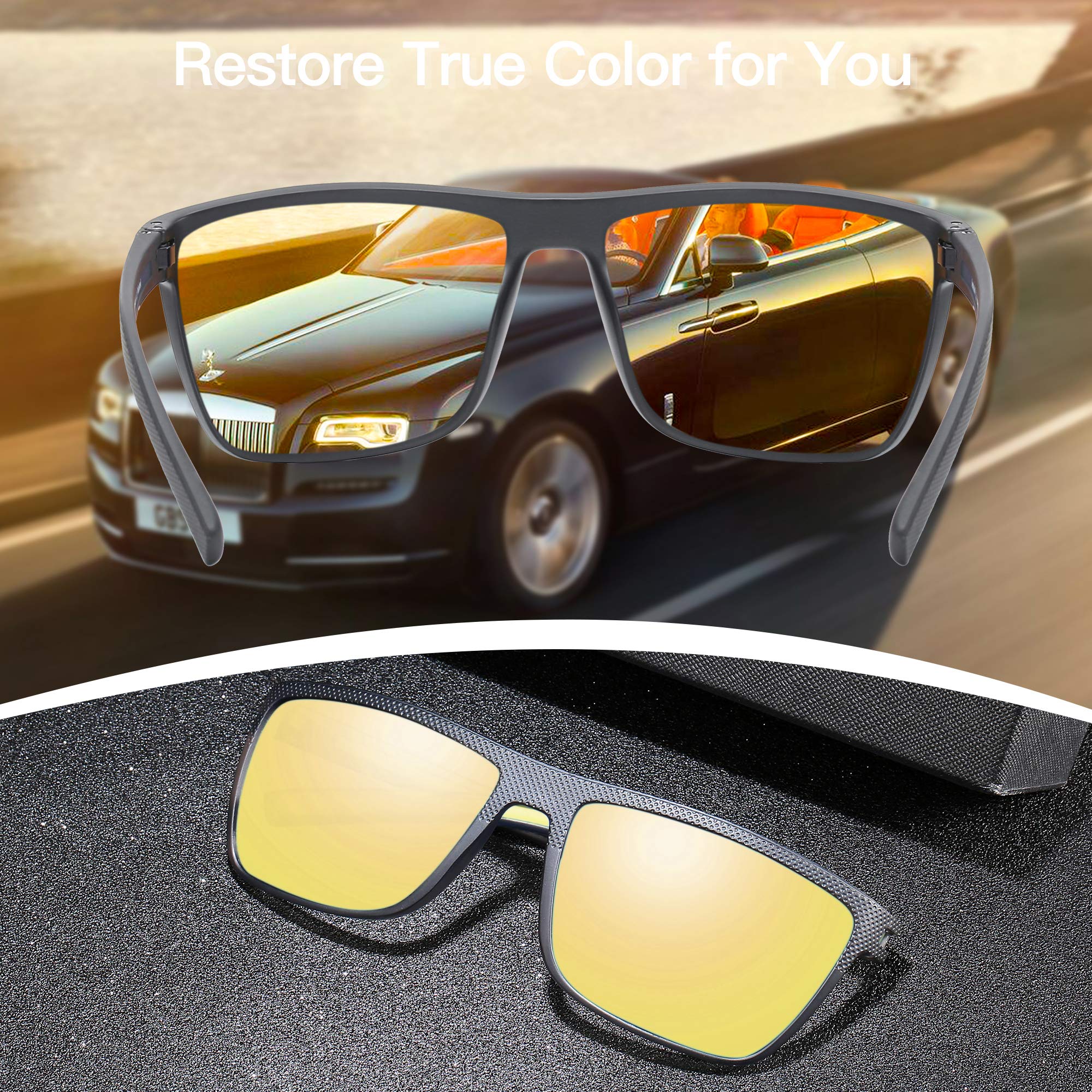 ZENOTTIC Polarized Sunglasses for Men Lightweight TR90 Frame UV400 Protection Square Sun Glasses craques