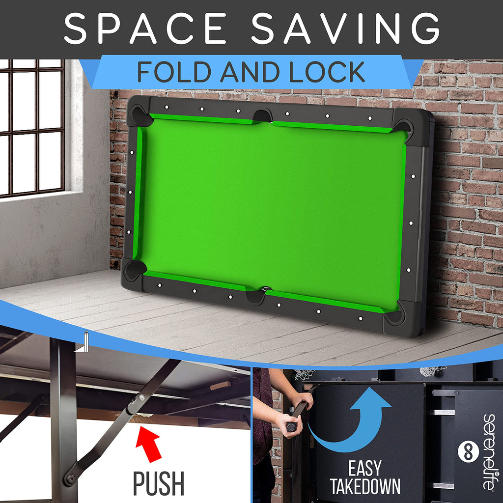 SereneLife Pool Table- Foldable & Portable Billiard Table - craques