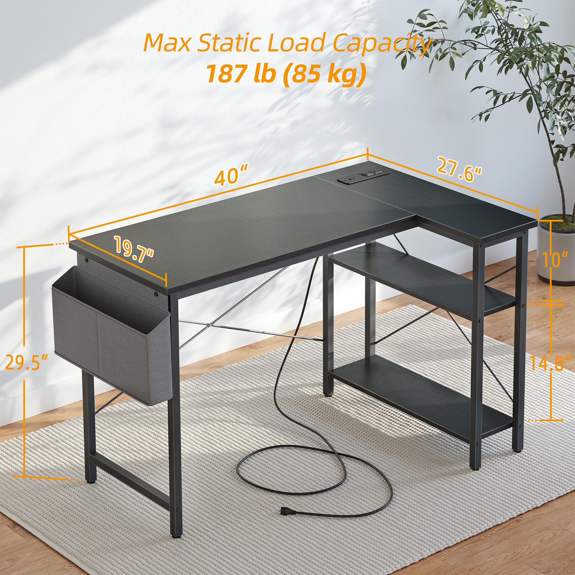BEXEVUE Computer Desk with Power Outlets - craques