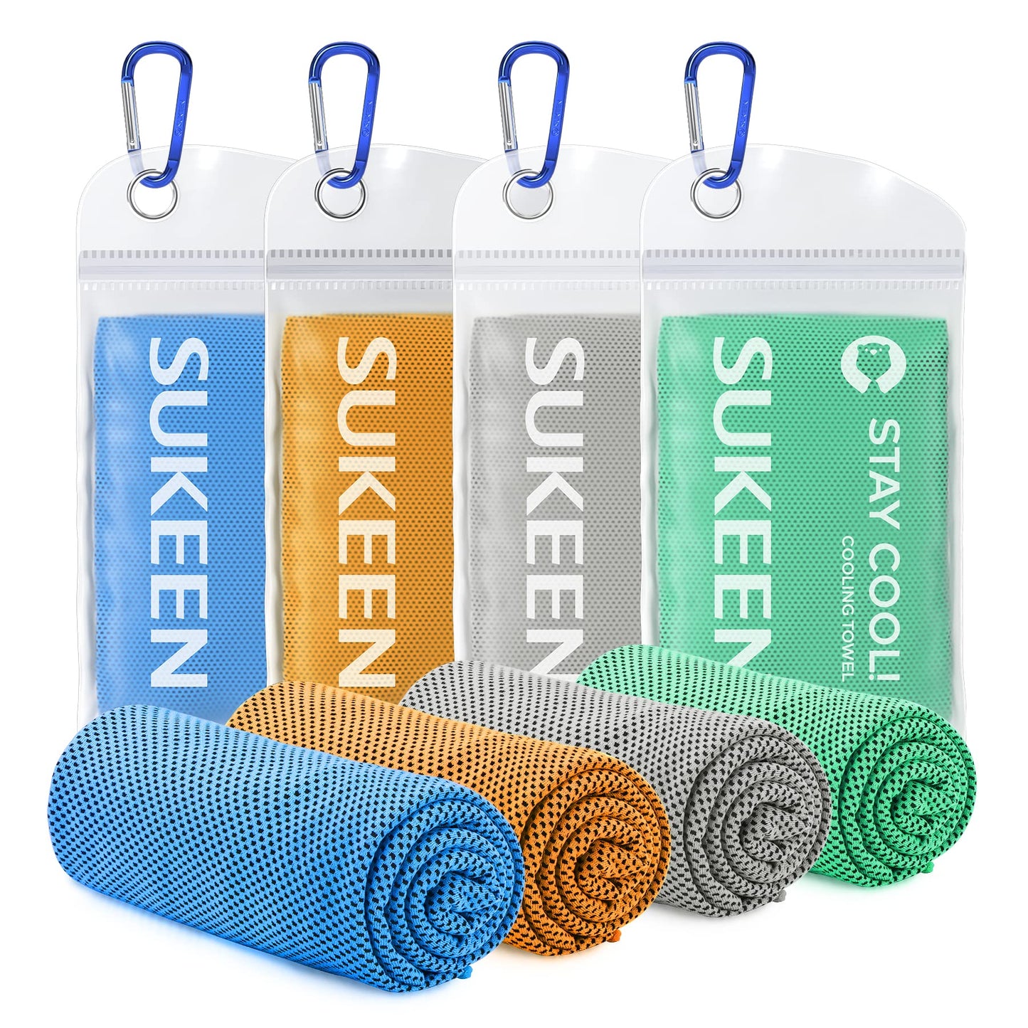 Sukeen [4 Pack] Cooling Towel (40"x12"), Ice Towel, Soft Breathable Chilly Towel
