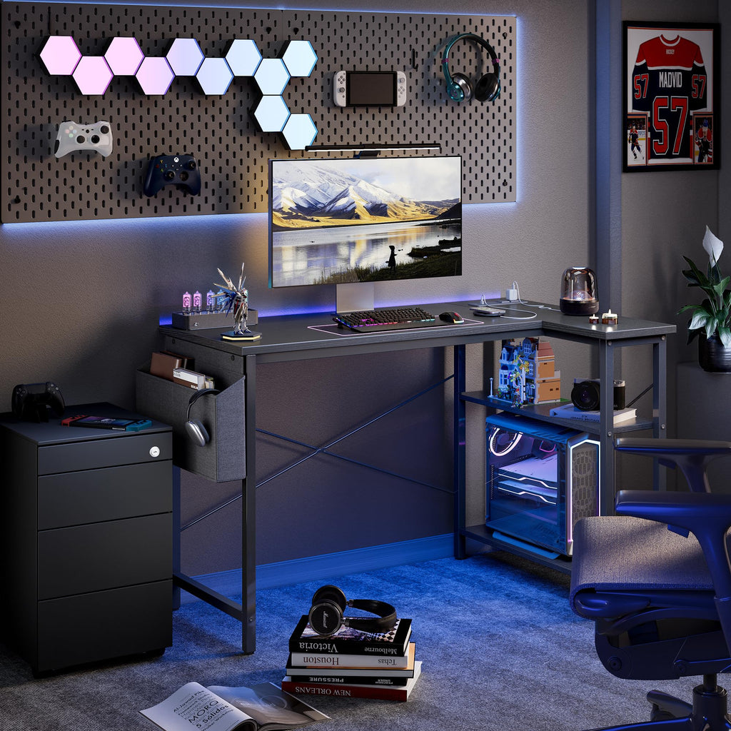 BEXEVUE Computer Desk with Power Outlets - craques