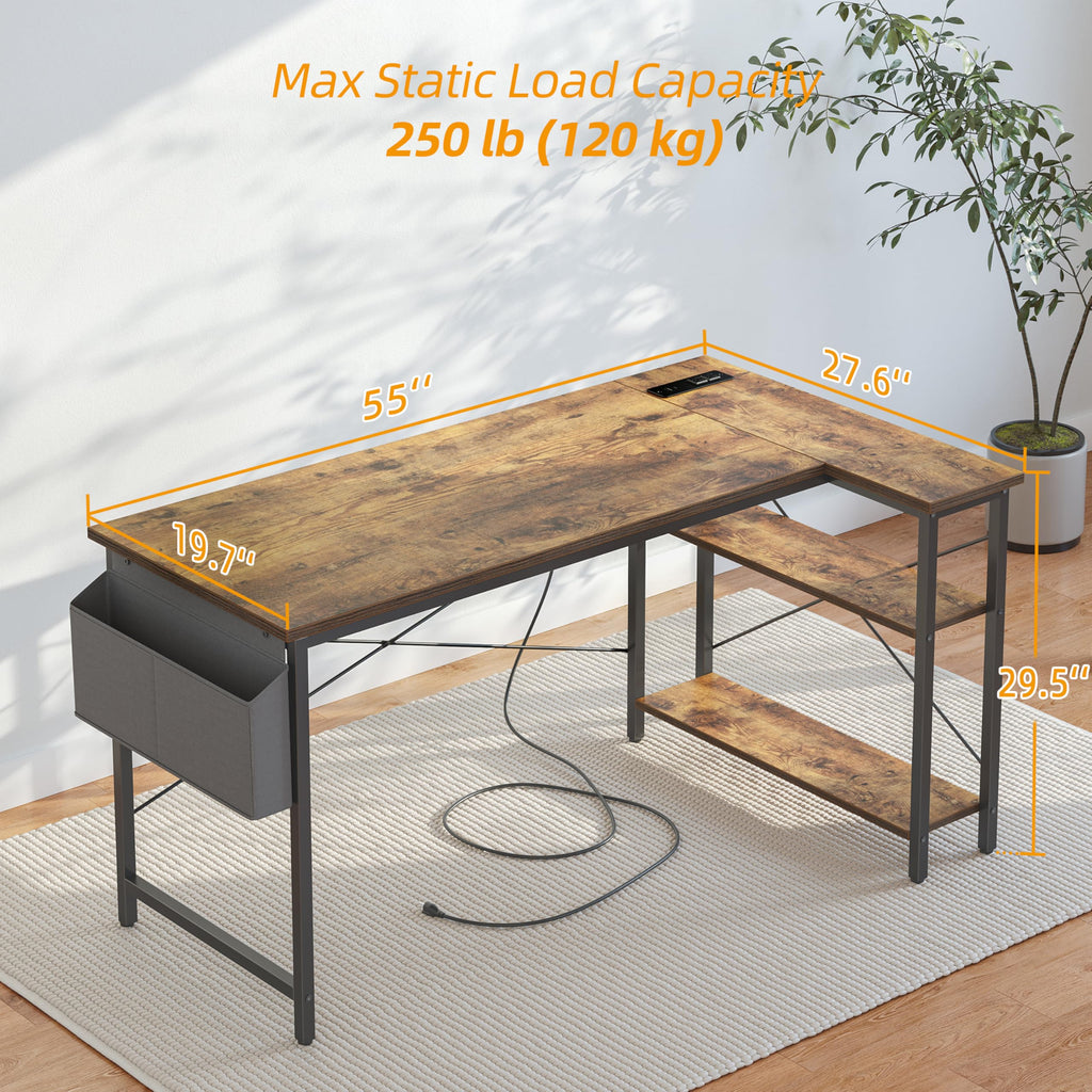 BEXEVUE Computer Desk with Power Outlets - craques