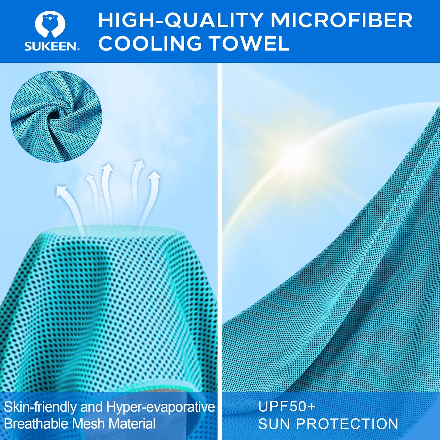 Sukeen [4 Pack] Cooling Towel (40"x12"), Ice Towel, Soft Breathable Chilly Towel