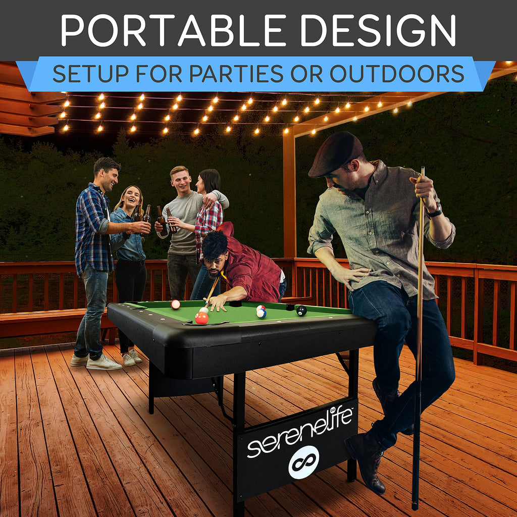 SereneLife Pool Table- Foldable & Portable Billiard Table - craques