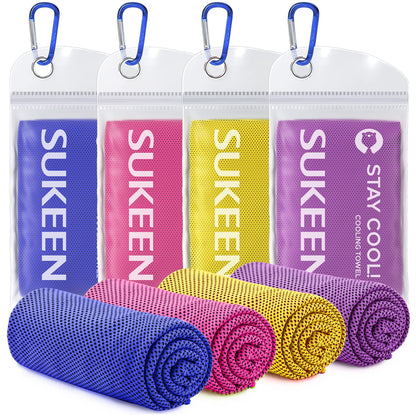 Sukeen [4 Pack] Cooling Towel (40"x12"), Ice Towel, Soft Breathable Chilly Towel
