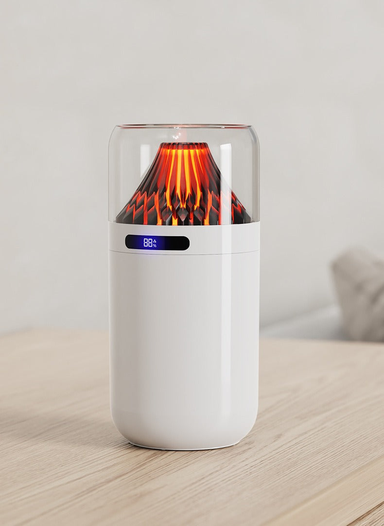Volcano USB Humidifier Compact Battery-Powered Digital Display Car Aromatherapy Charging Air Moisturizing - White