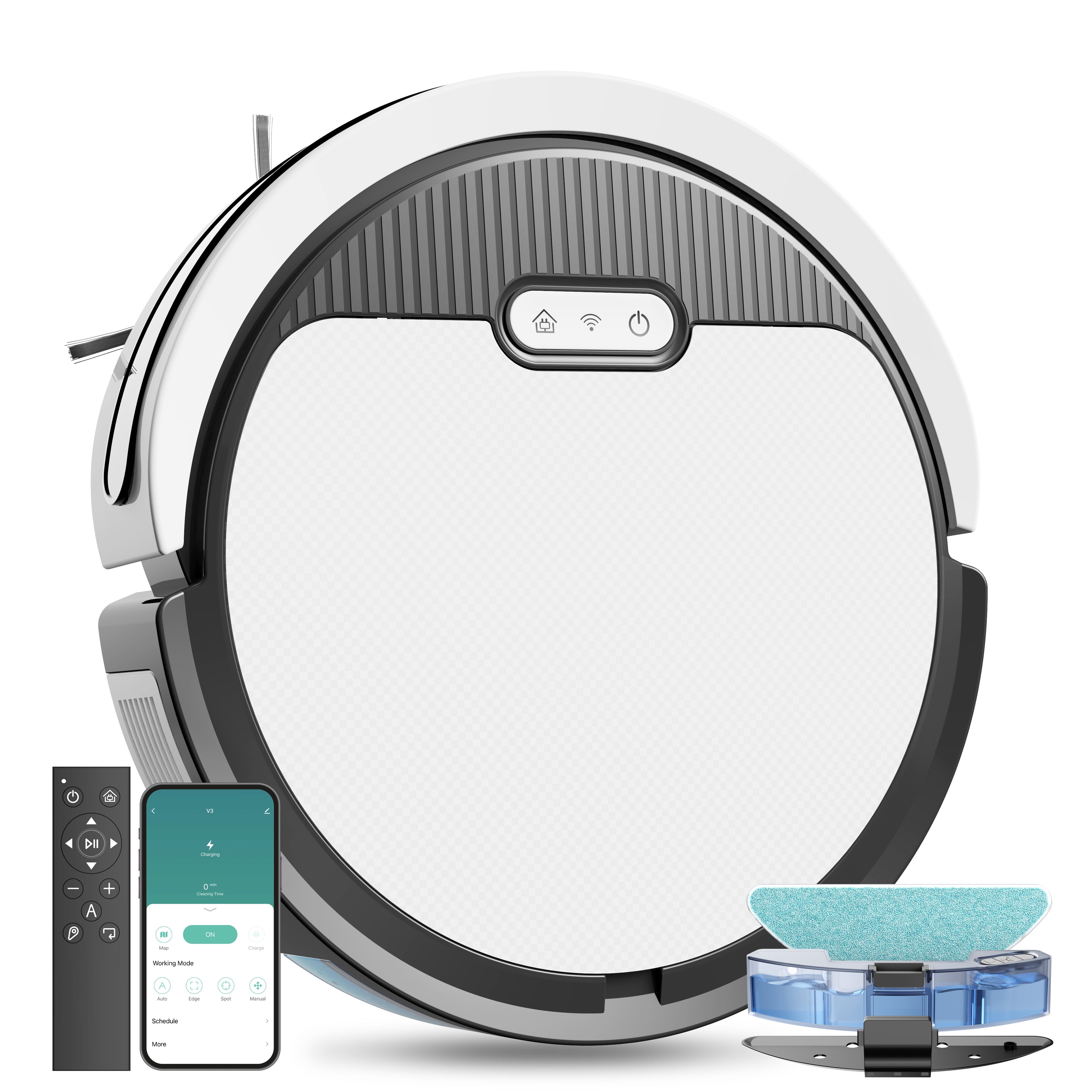 Robot Vacuum And Mop 3 In 1 Combo Cleaner For Home With Pet Hair Hard Floor 5000Pa Suction 120 Mins Run