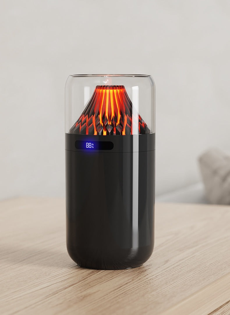 Volcano USB Humidifier Compact Battery-Powered Digital Display Car Aromatherapy Charging Air Moisturizing - Black