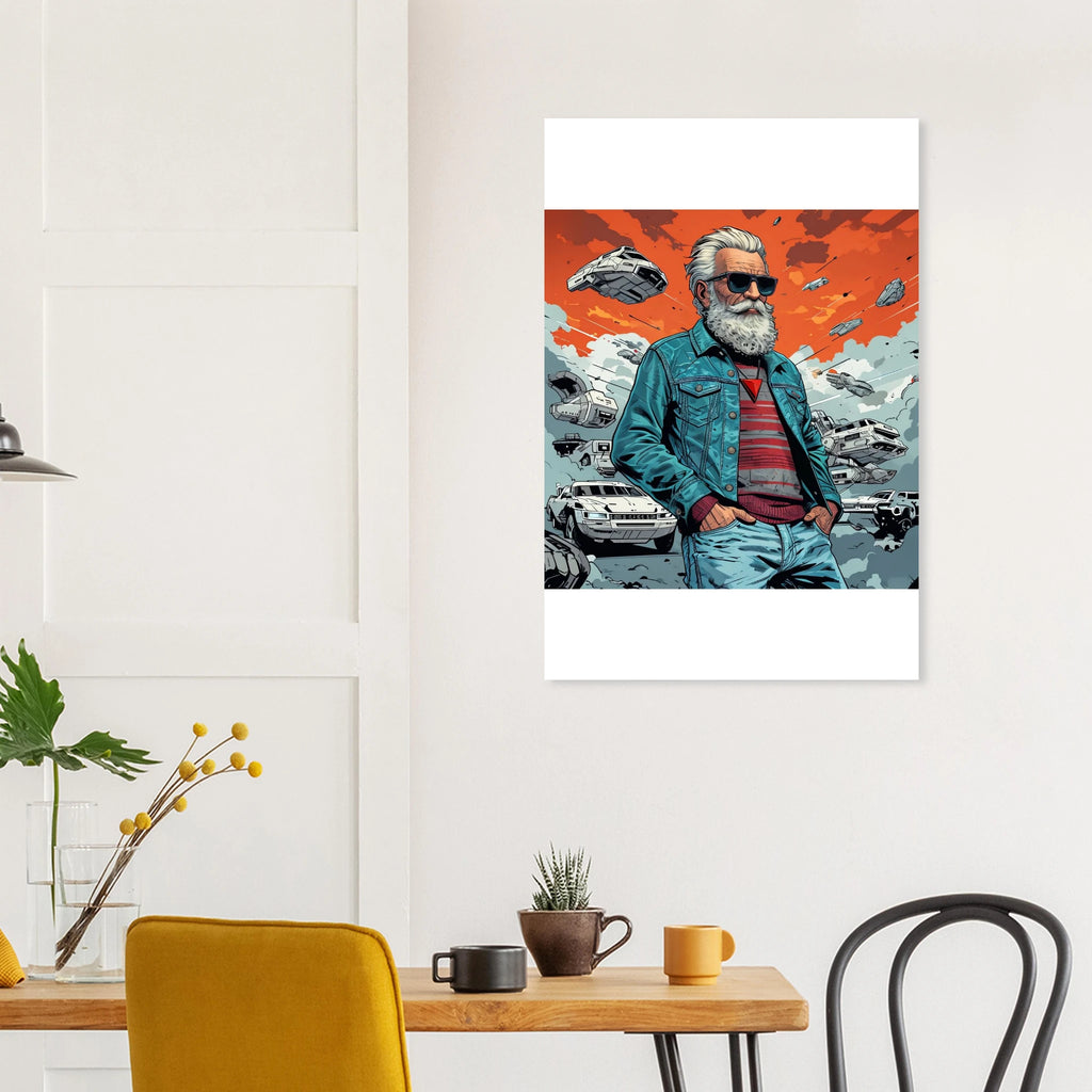 Elder Man in a Futuristic Chaos Foam Portrait - Print Material
