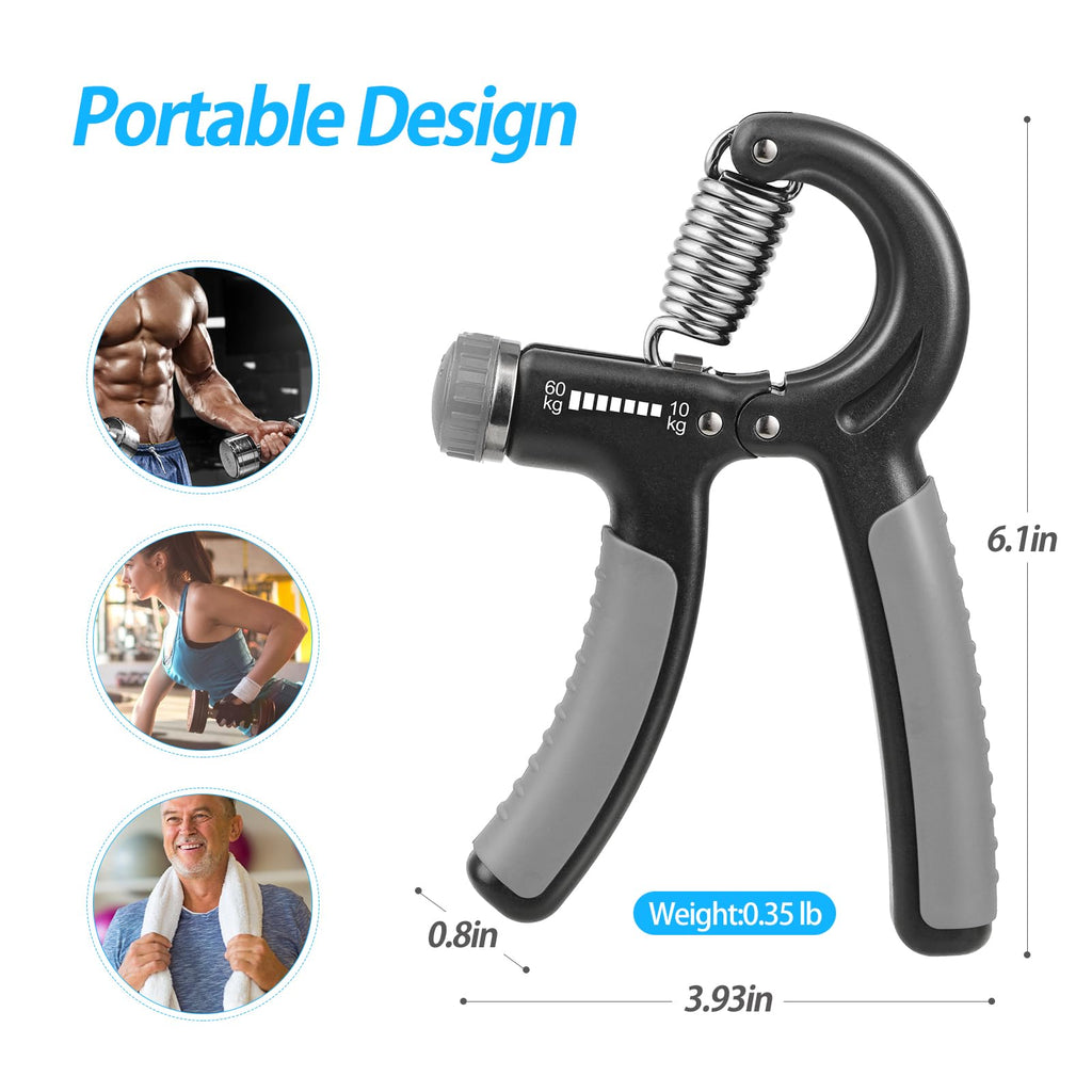 Craques adjustable hand grip strengthener with portable design and soft gray handles for effective hand exercise