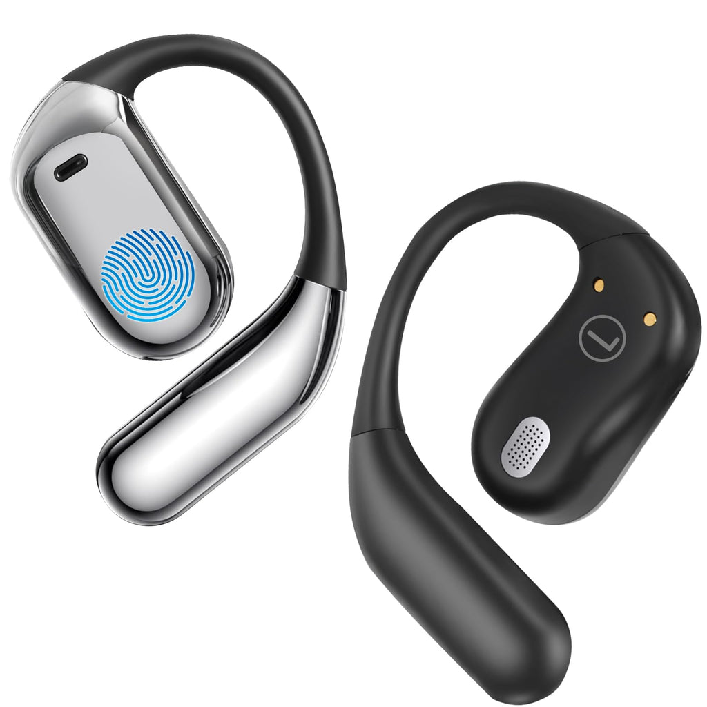 Craques AI translation earbuds with sleek silver and black design and ergonomic ear hooks