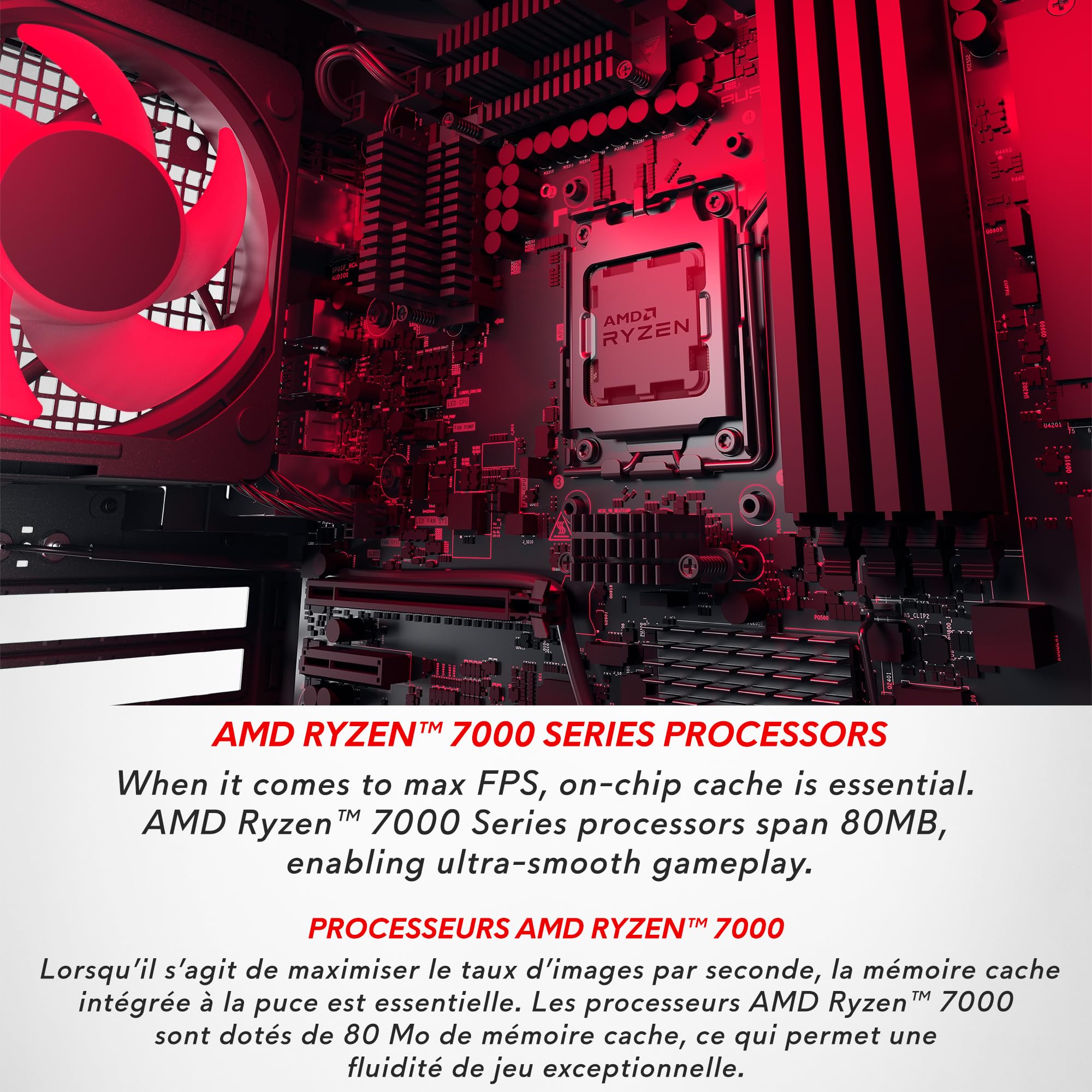 Close-up of Alienware Aurora R15 gaming desktop motherboard with AMD Ryzen 7000 series processor and cooling fan