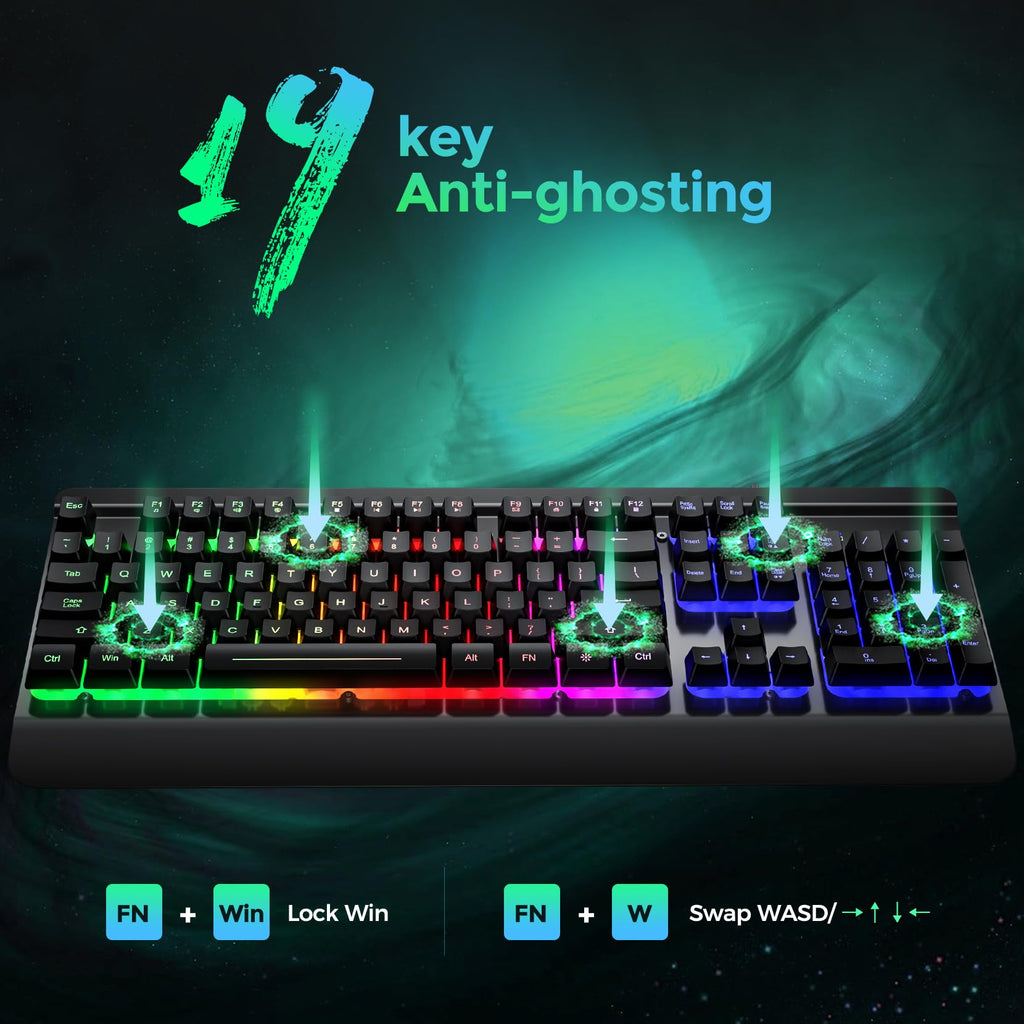 Craques all-metal RGB gaming keyboard with 19 key anti-ghosting and customizable backlighting