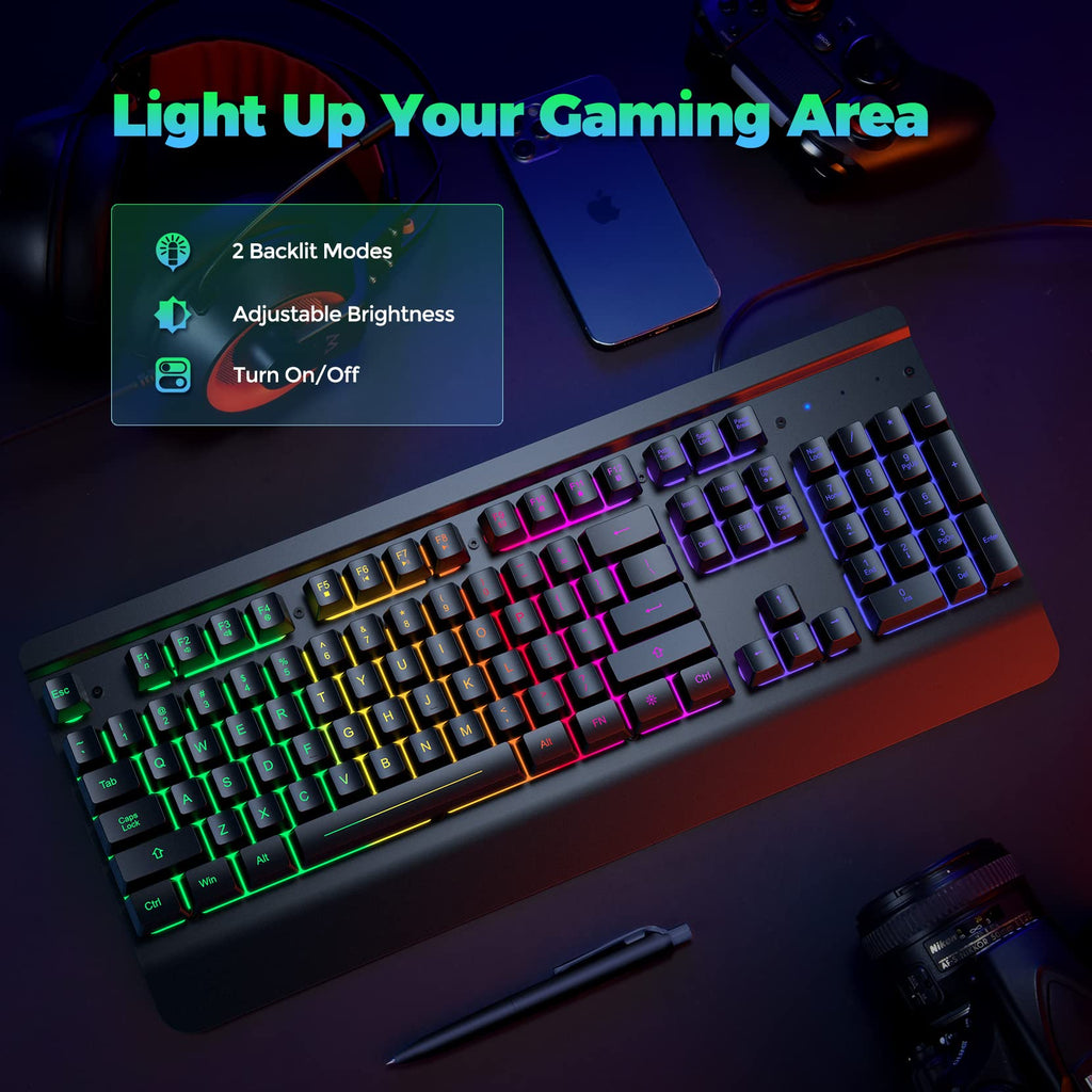 Craques all-metal RGB gaming keyboard with customizable backlit modes and adjustable brightness