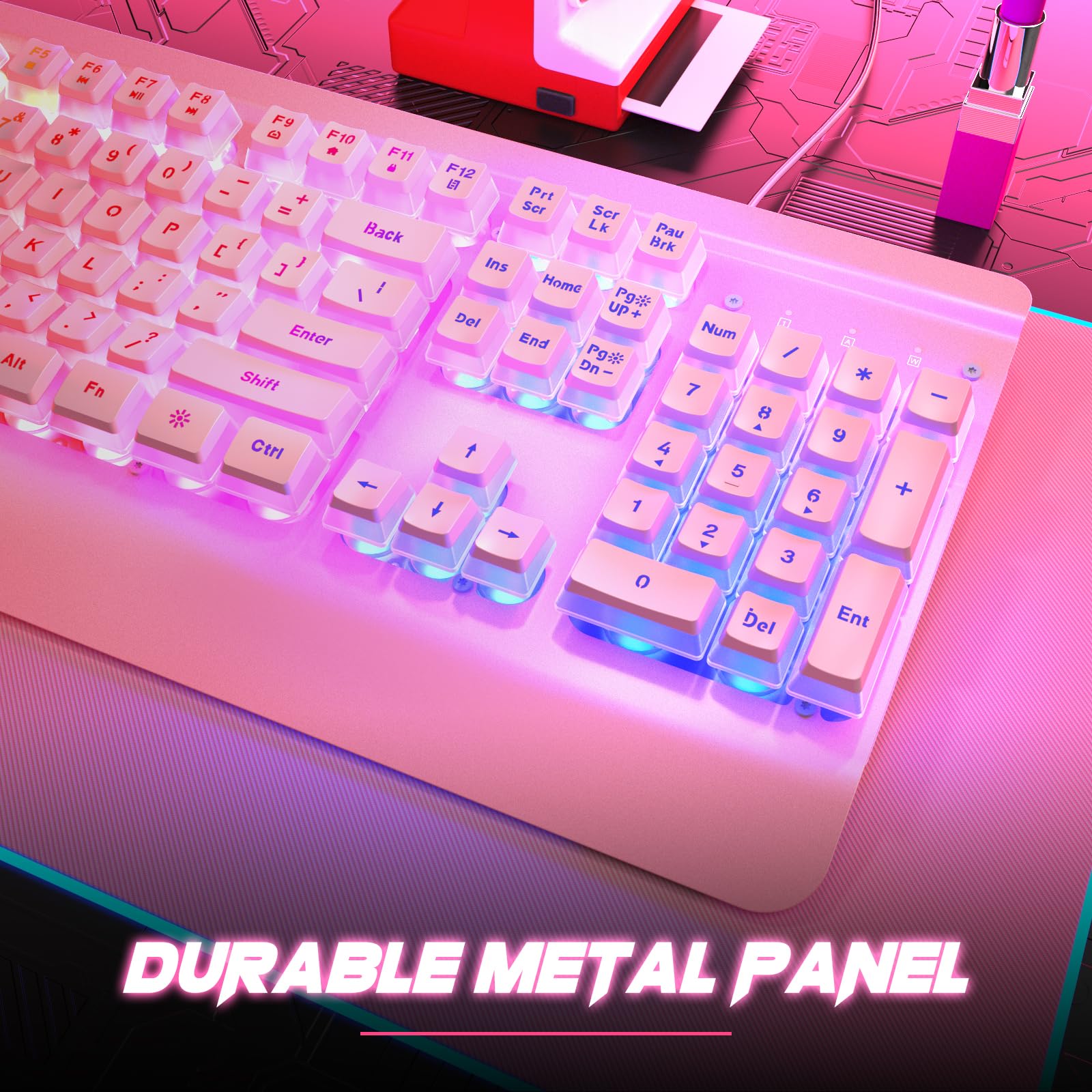 craques all-metal RGB gaming keyboard with durable metal panel and glowing customizable keys