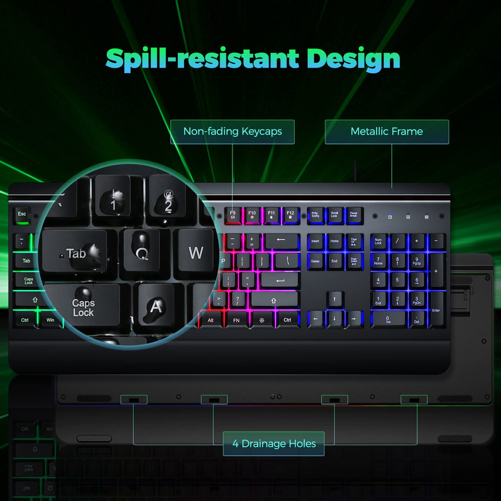 Craques all-metal RGB gaming keyboard with metallic frame, non-fading keycaps, and spill-resistant design