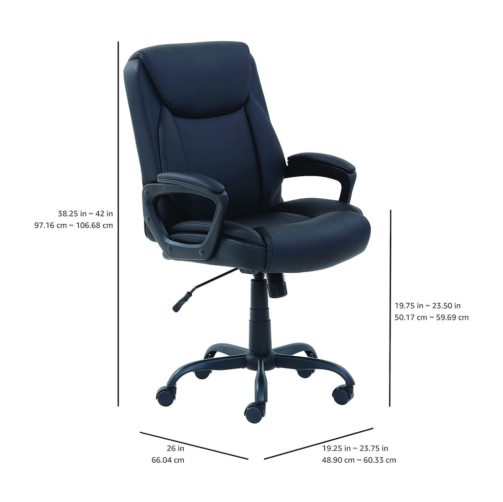 Craques black ergonomic office chair with adjustable height and padded armrests on wheels