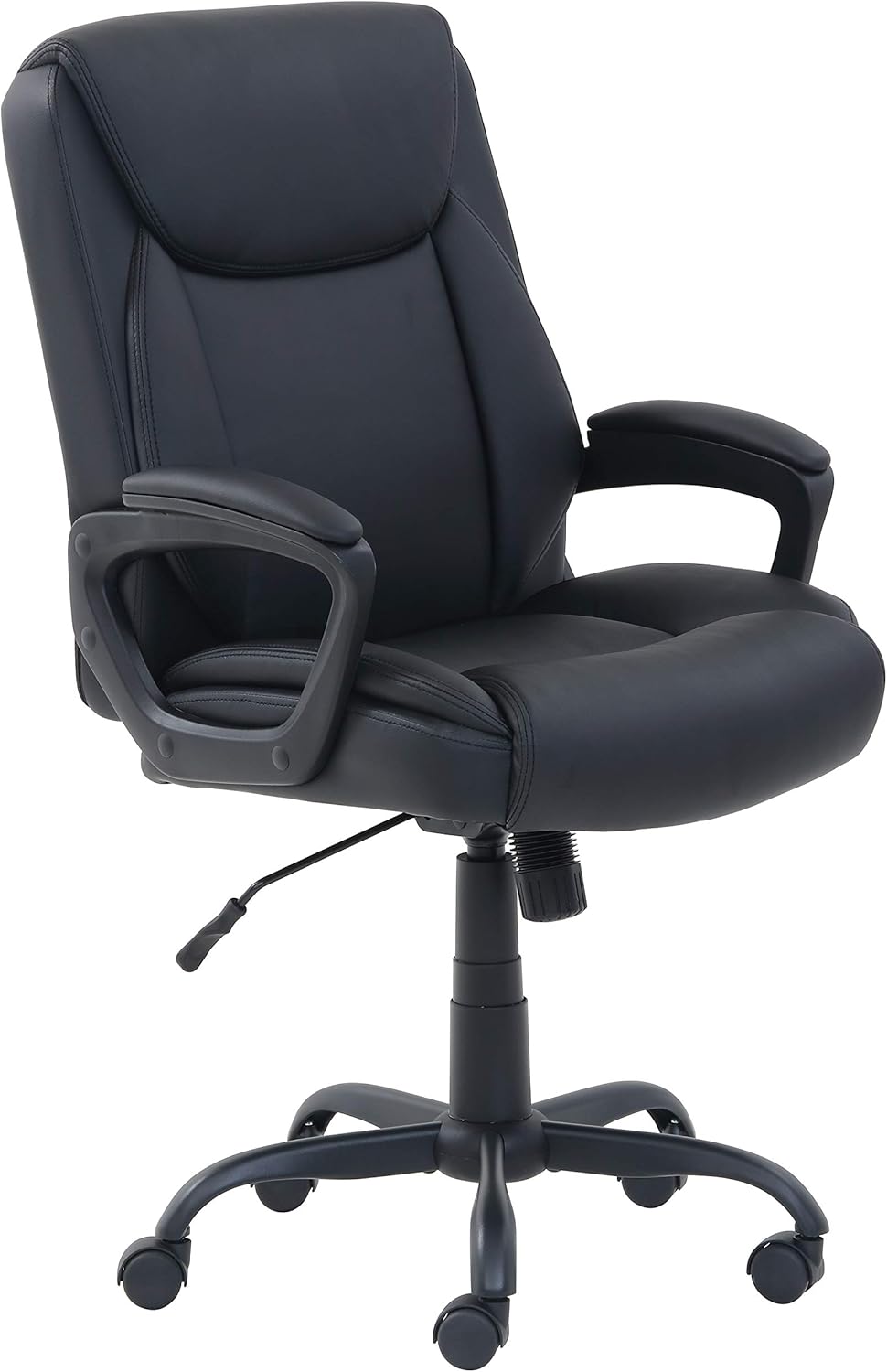 Craques black ergonomic office chair with padded armrests and adjustable height on caster wheels