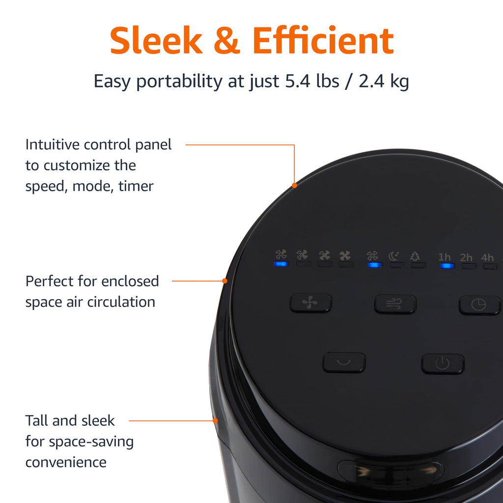 Craques oscillating tower fan with remote featuring intuitive control panel and sleek, space-saving design