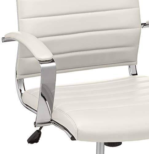 Craques white leather high-back executive office chair with padded armrest and chrome frame