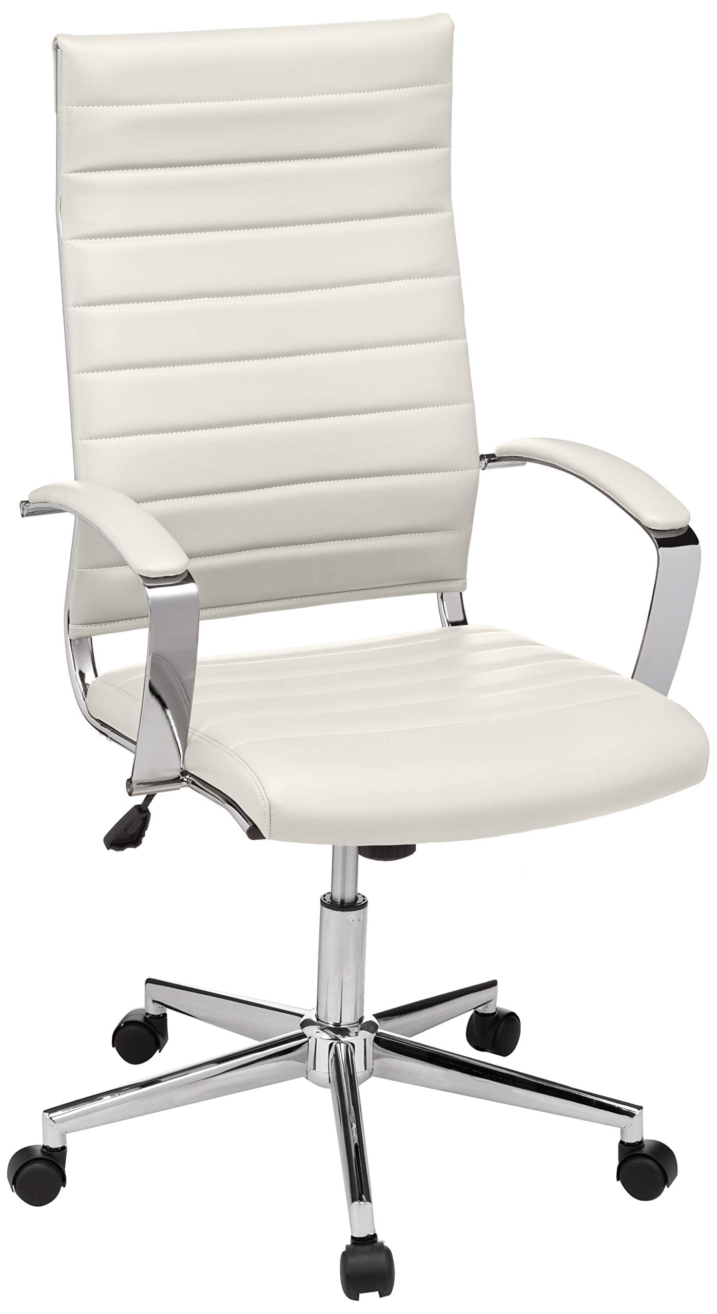 Craques high-back executive office chair in white with chrome base and padded armrests