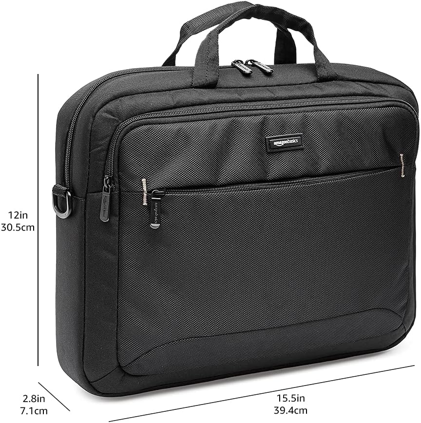 Craques black laptop carrying case 15.6 inch with multiple zippered compartments and handles