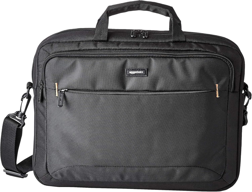 Craques black laptop carrying case 15.6 inch with shoulder strap and front zippered pockets