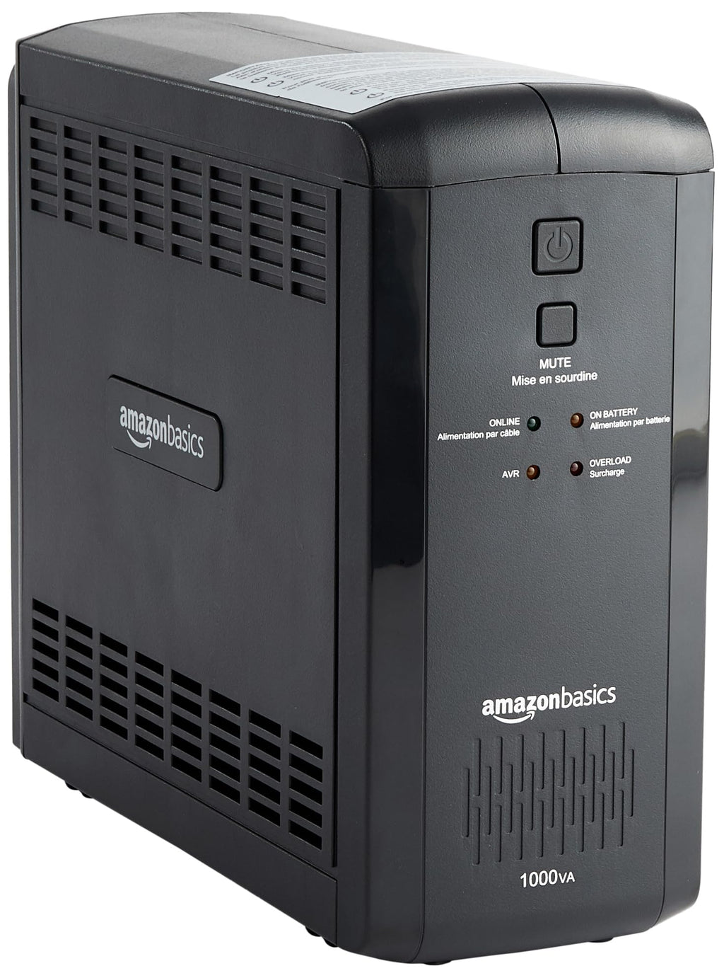 AmazonBasics line interactive UPS 1000VA black uninterruptible power supply with LED indicators