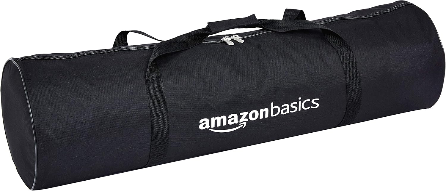 AmazonBasics black carry bag for outdoor volleyball and badminton set with zipper and handles