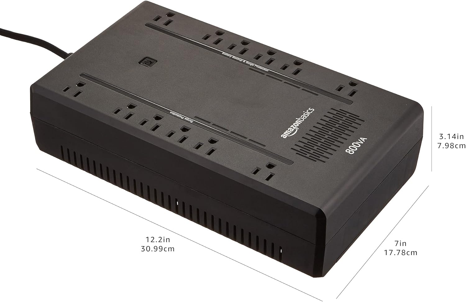 Craques black UPS battery backup for gaming with multiple power outlets and 800VA capacity