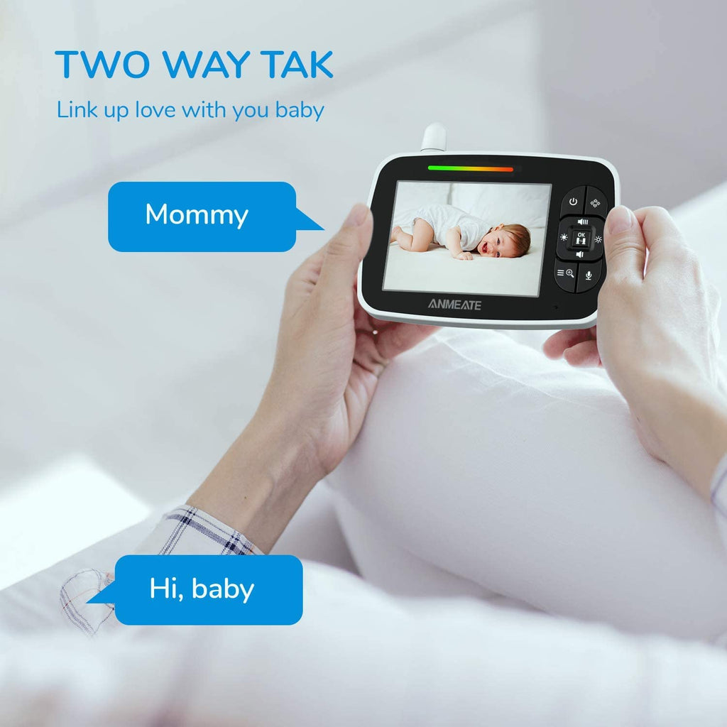 craques baby monitor with camera and audio showing live video of sleeping baby with two way talk feature