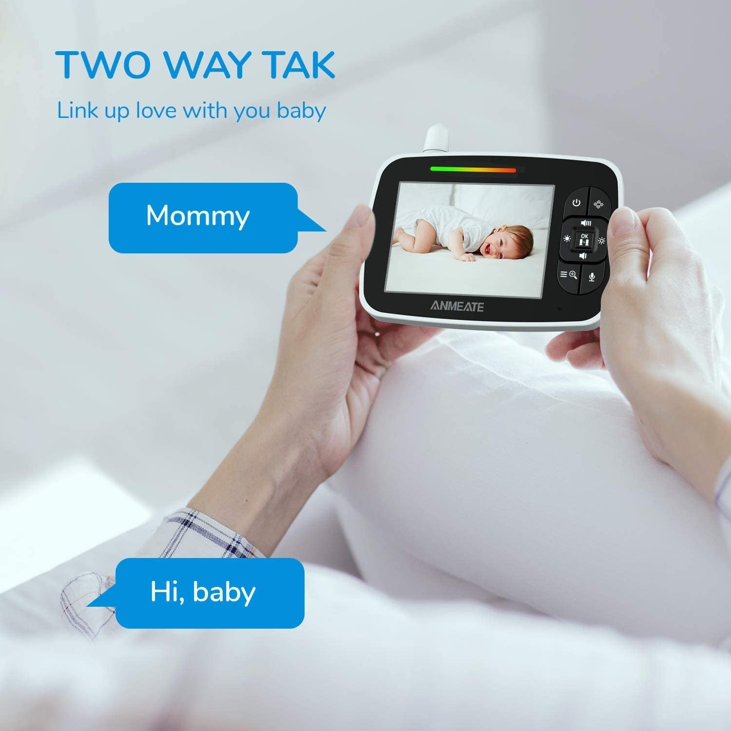 craques baby monitor with camera and audio showing live video of sleeping baby with two way talk feature