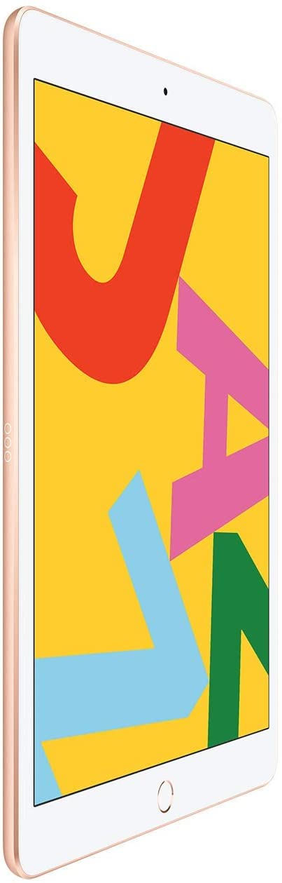 Renewed Apple iPad 10.2 inch in gold color with slim design and vibrant display