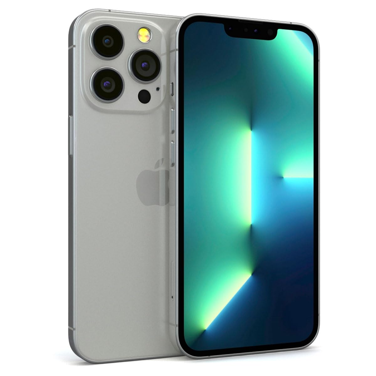 Renewed iPhone 13 Pro 128GB in silver with triple camera system and vibrant edge-to-edge display