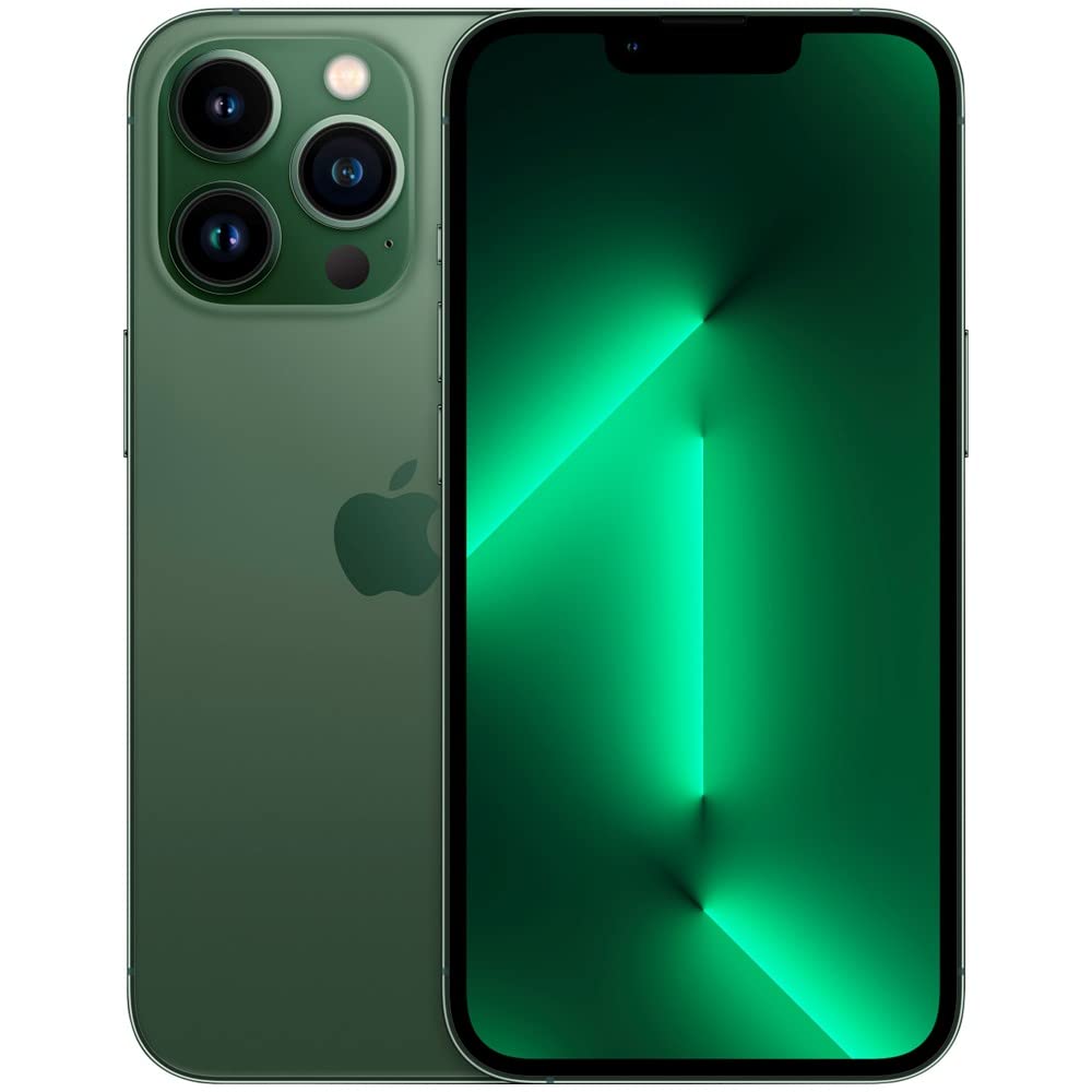 Craques renewed iPhone 13 Pro Max unlocked in green showing front and back with triple camera system