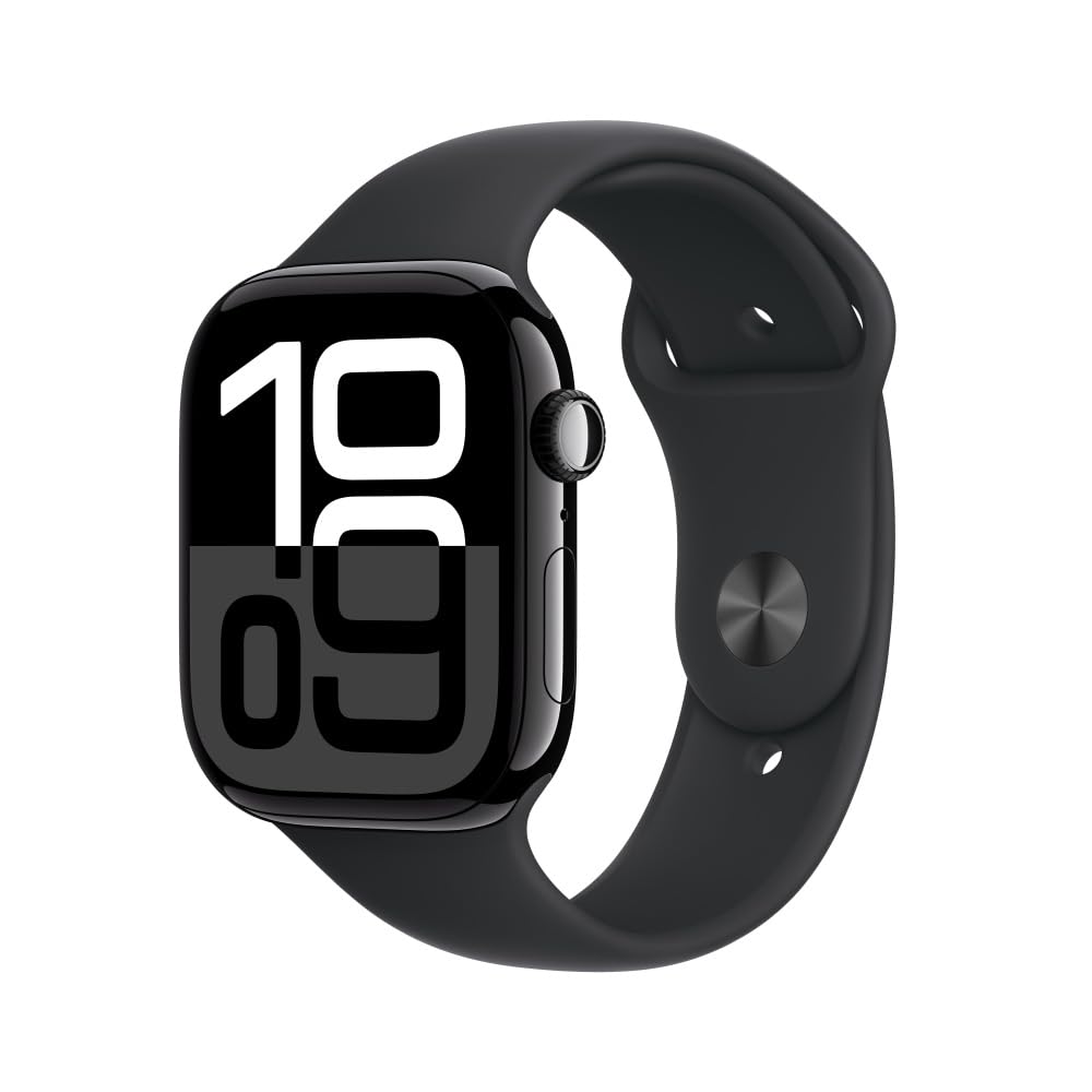 Craques Apple Watch Series 10 GPS with black sport band and large digital display