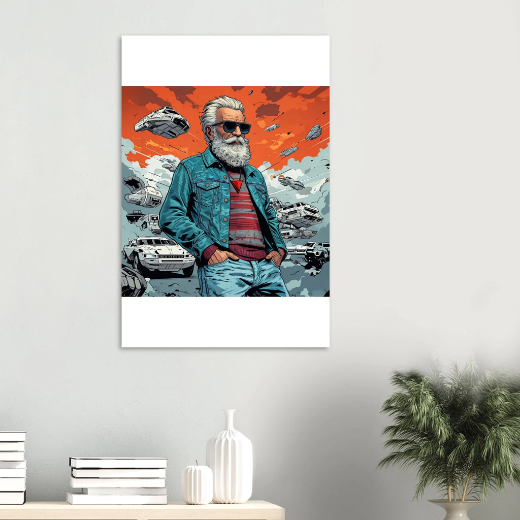 Elder Man in a Futuristic Chaos Foam Portrait - Print Material