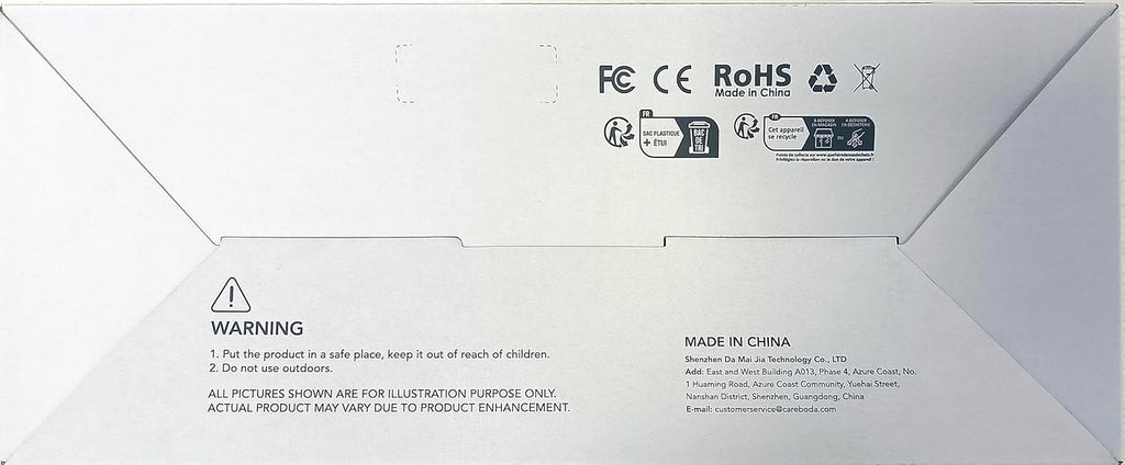 craques back massager with heat packaging box showing warning and certification labels