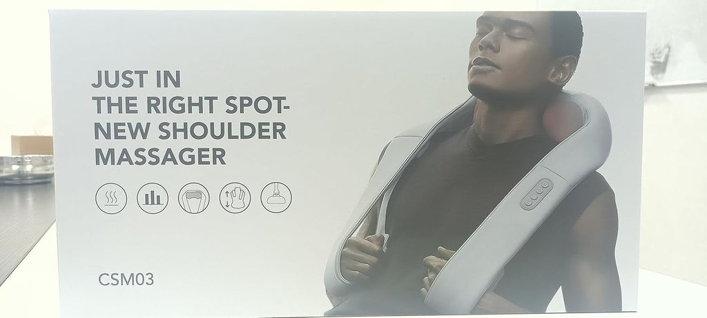 Craques back massager with heat worn on shoulders for relaxing muscle relief