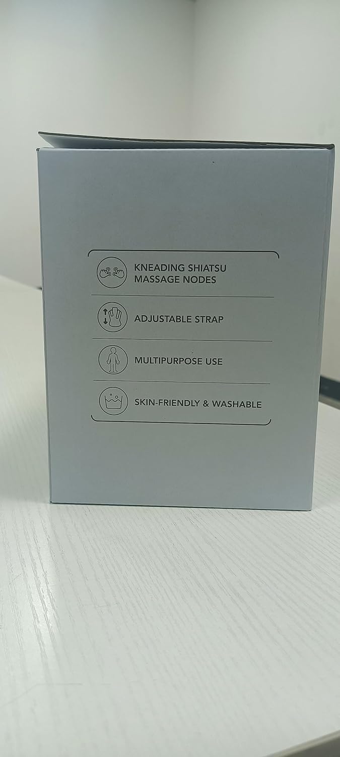 Craques back massager with heat box showing kneading shiatsu massage nodes and adjustable strap features