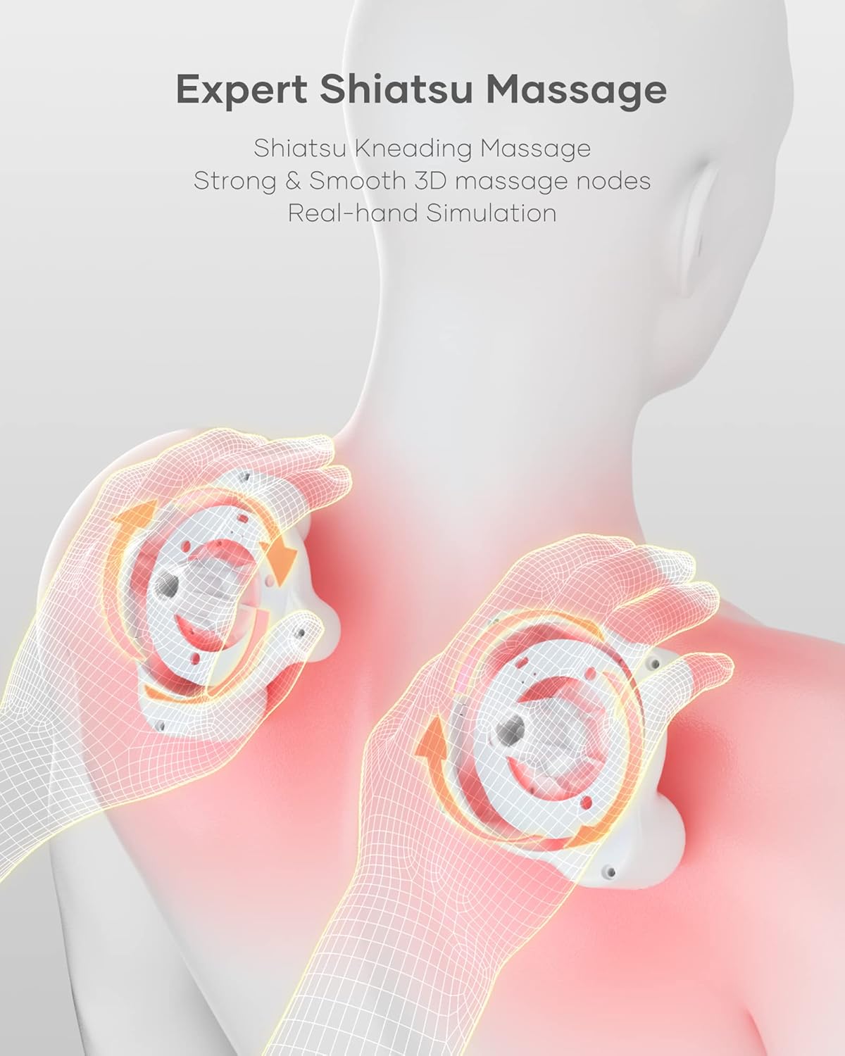 Back massager with heat showing expert shiatsu massage on upper back and shoulder area