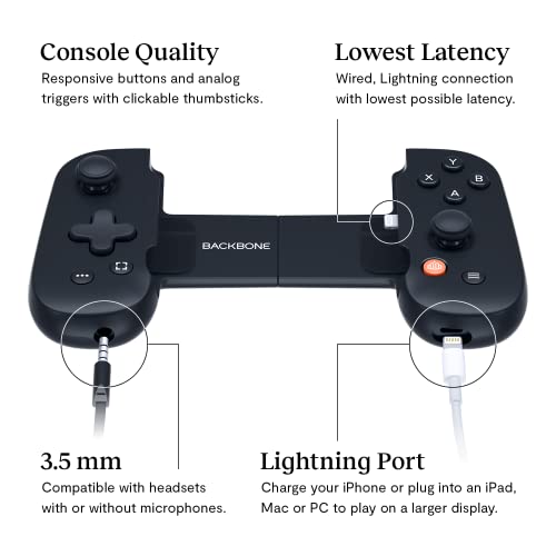 BACKBONE One controller for Android with responsive buttons, analog triggers, 3.5 mm headset jack, and lightning port