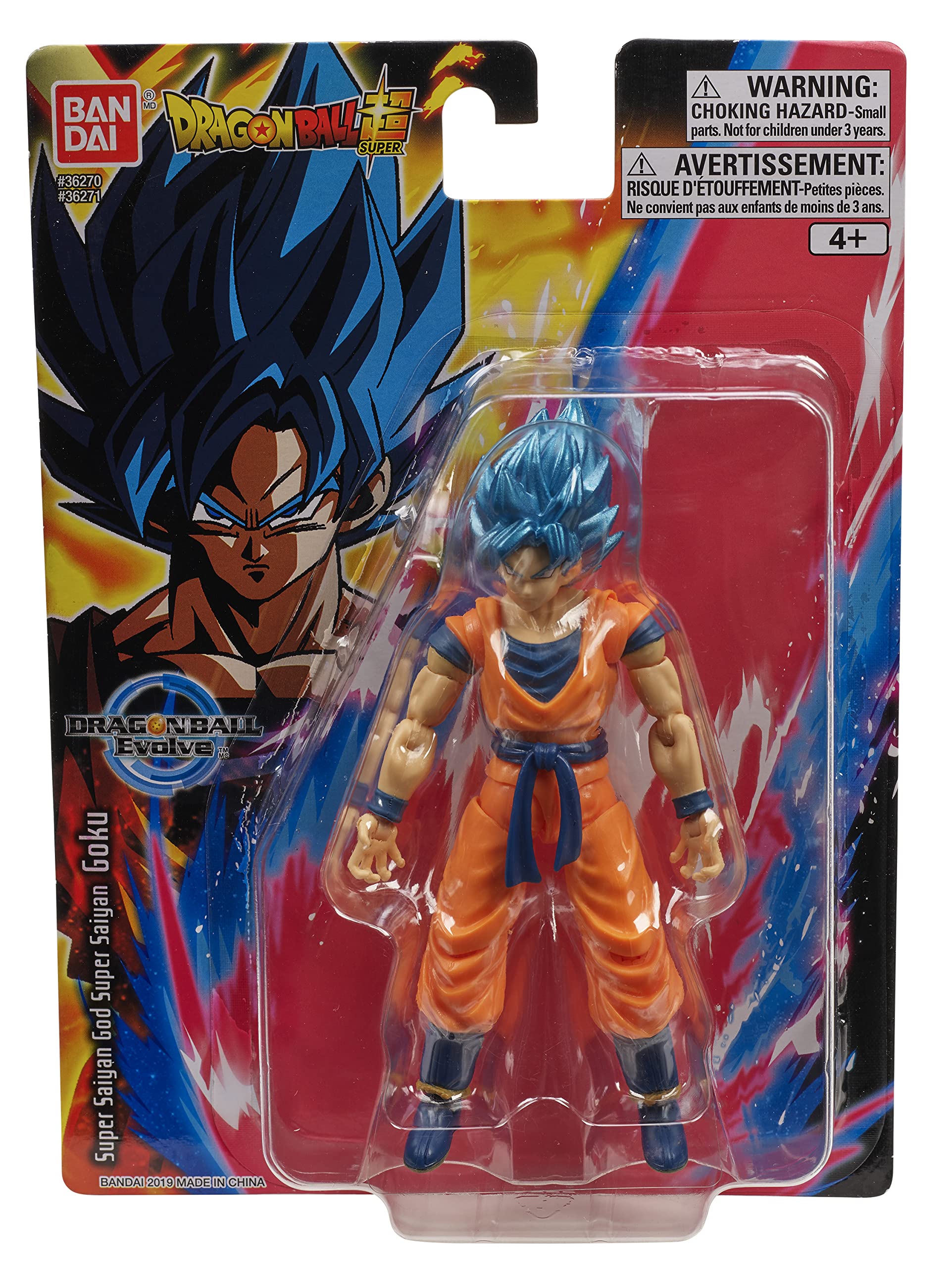 Dragon Ball Super action figure of Goku with blue hair in orange outfit by craques