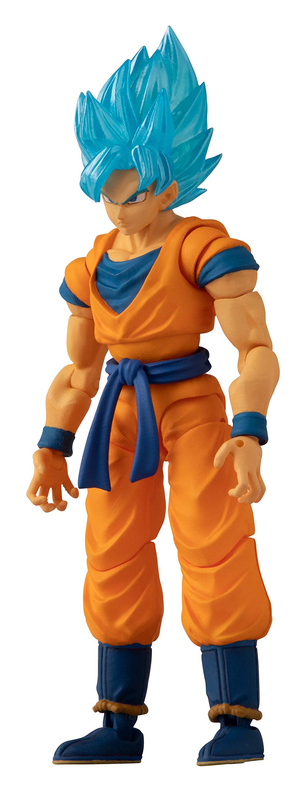 Dragon Ball Super action figure of character with blue hair in orange and blue outfit by craques