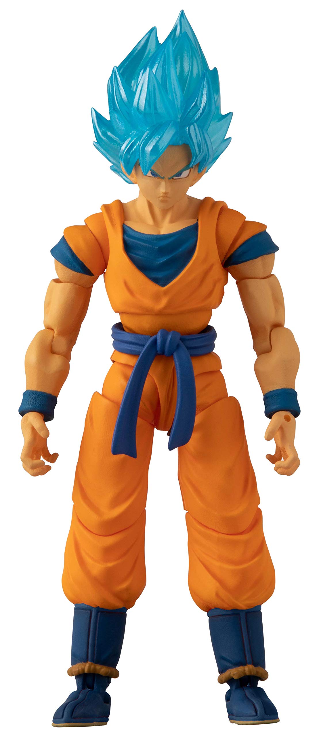 Dragon Ball Super action figure of a character with blue hair and orange martial arts outfit